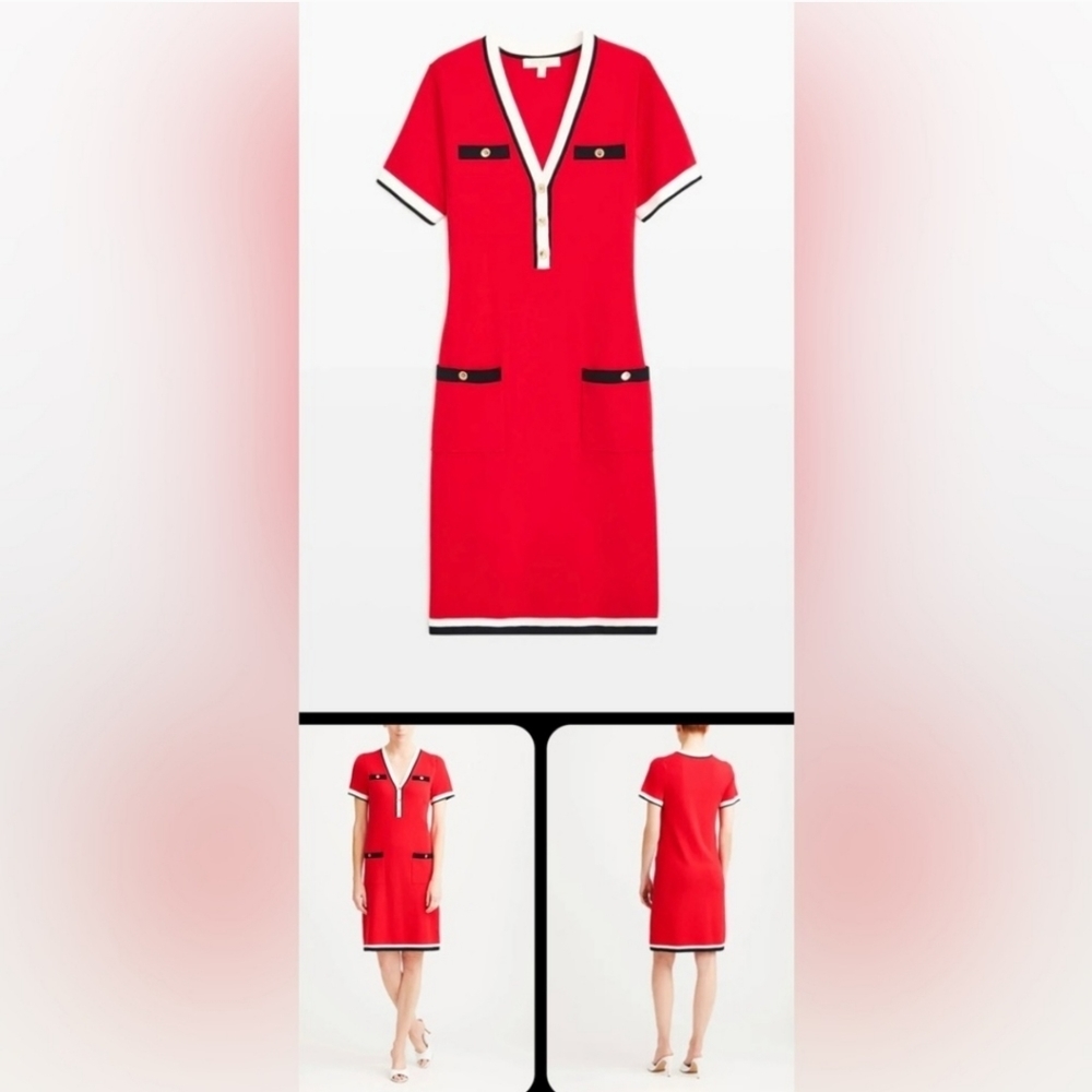 Etcetera Red Dress with Black and White Accents